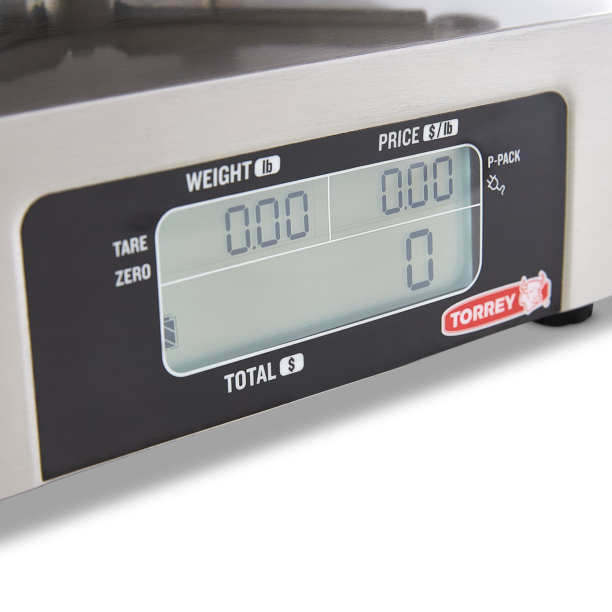 Torrey weighing scale displaying a weight of 40 lb, showcasing its back screen